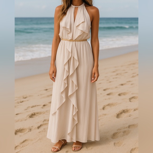 BCBGMAXAZRIA Canvas Beige Octavia Maxi Dress XS - Picture 1 of 9